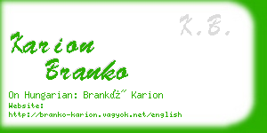 karion branko business card